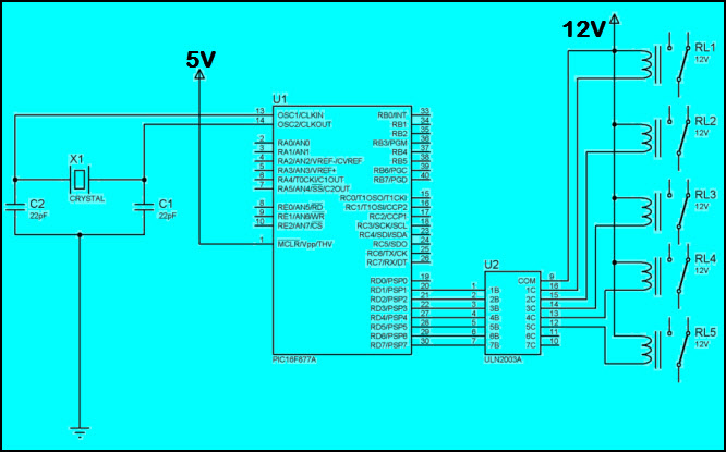 采用ULN2003集成电路的继电器驱动电路