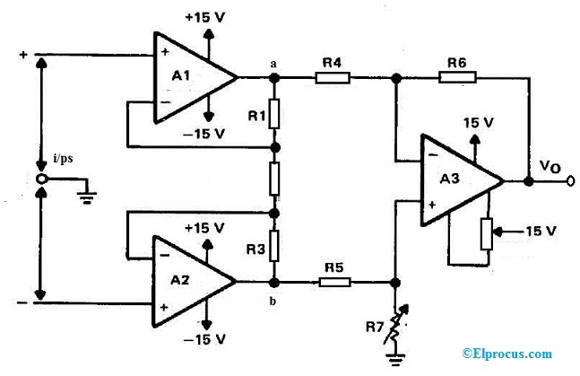 差分放大器采用OP07集成电路
